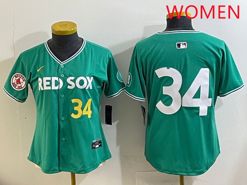 Women Boston Red Sox #34 No Name Green Joint Name Nike 2025 MLB Jersey style 7